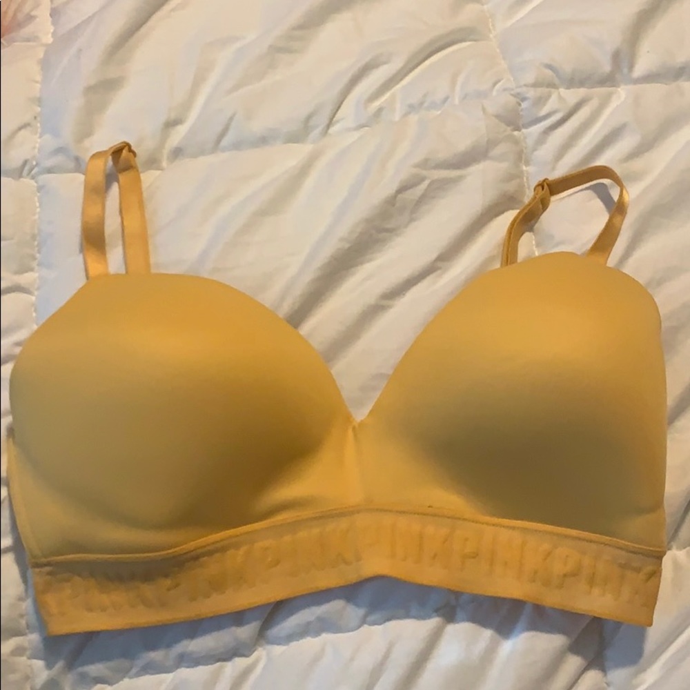 Yellow Wireless PINK bra